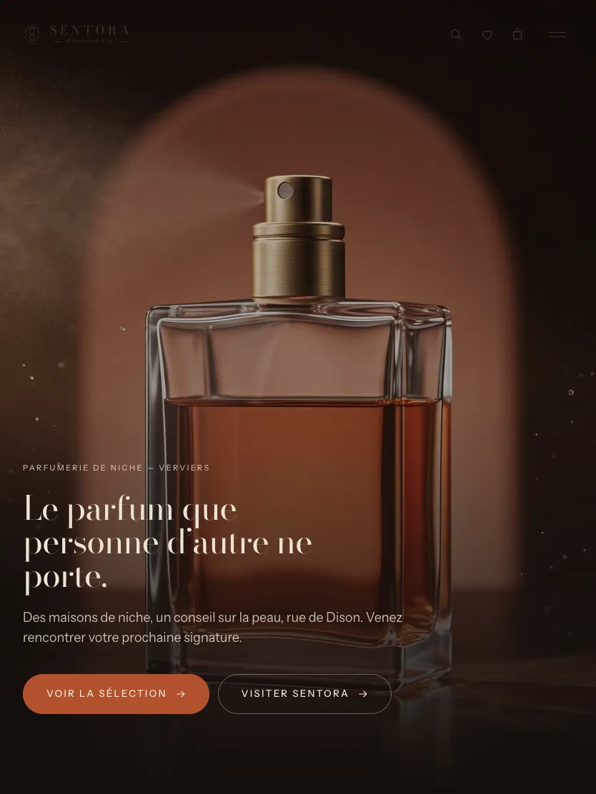 Site Sentora Parfumerie sur tablette