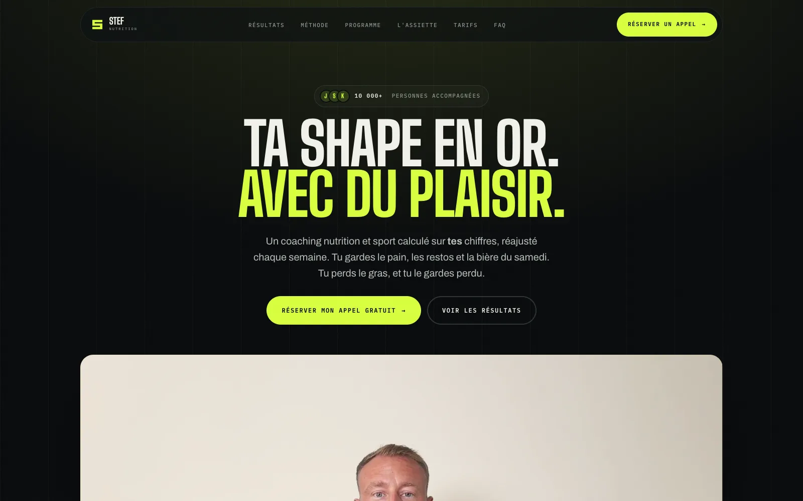 Page d’accueil du site Stef Nutrition, coaching nutrition et sport